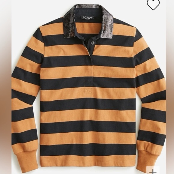 J. crew sequin collar rugby shirt XL EUC - Picture 2 of 4